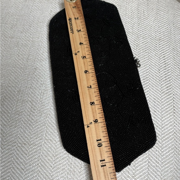 Vintage Black Beaded Clutch with Rhinestone Closure Formal Evening Purse Bag - Picture 5 of 10